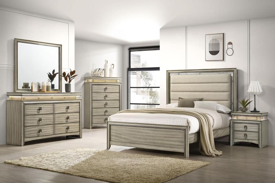 Giselle - 5 Piece Queen Panel Bedroom Set Rustic - Beige