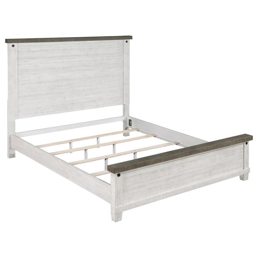 Lilith - Eastern King Panel Bed - Distressed Gray And White