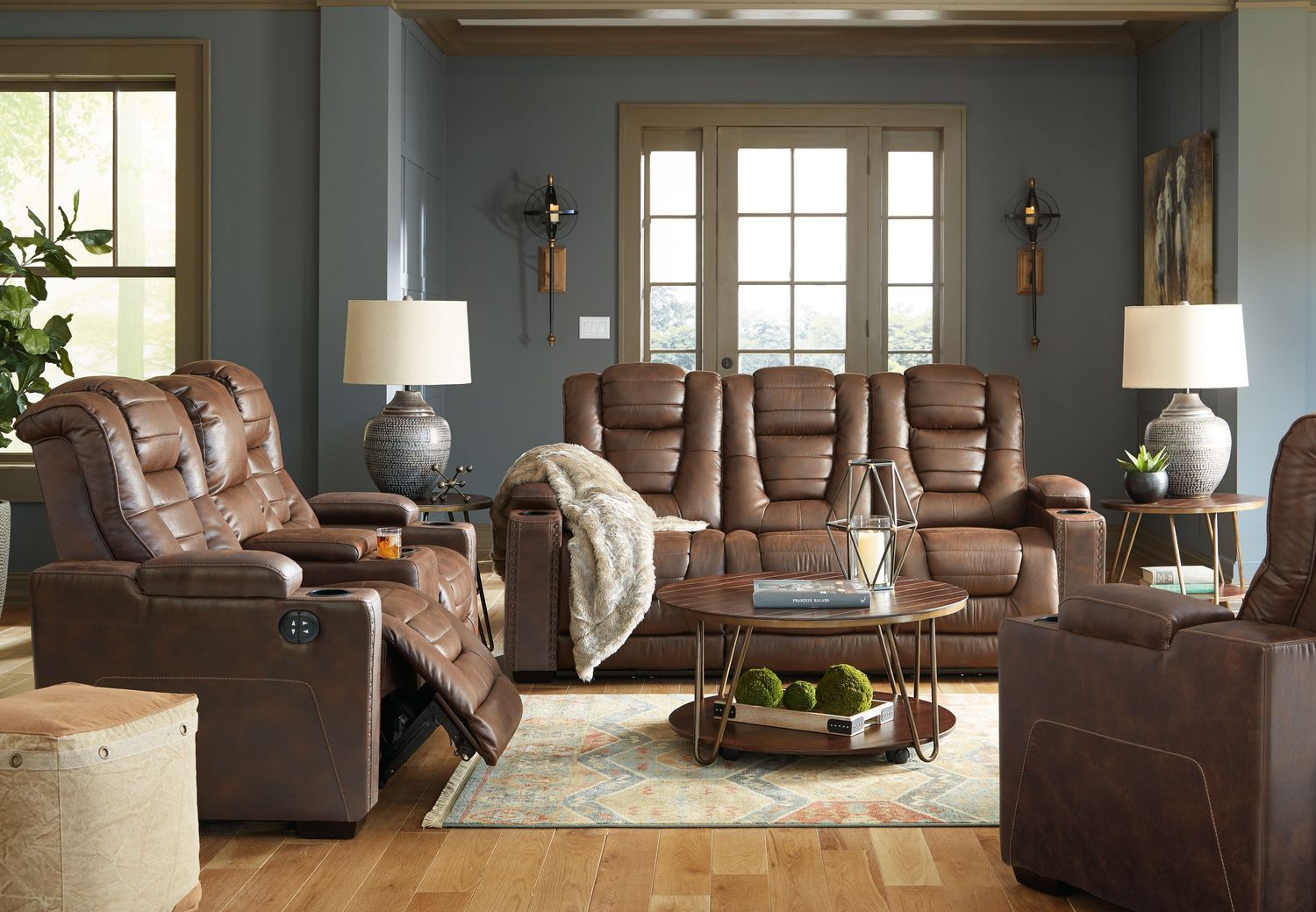 Owner's Box - Thyme - 3 Pc. - Power Sofa, Loveseat, Recliner