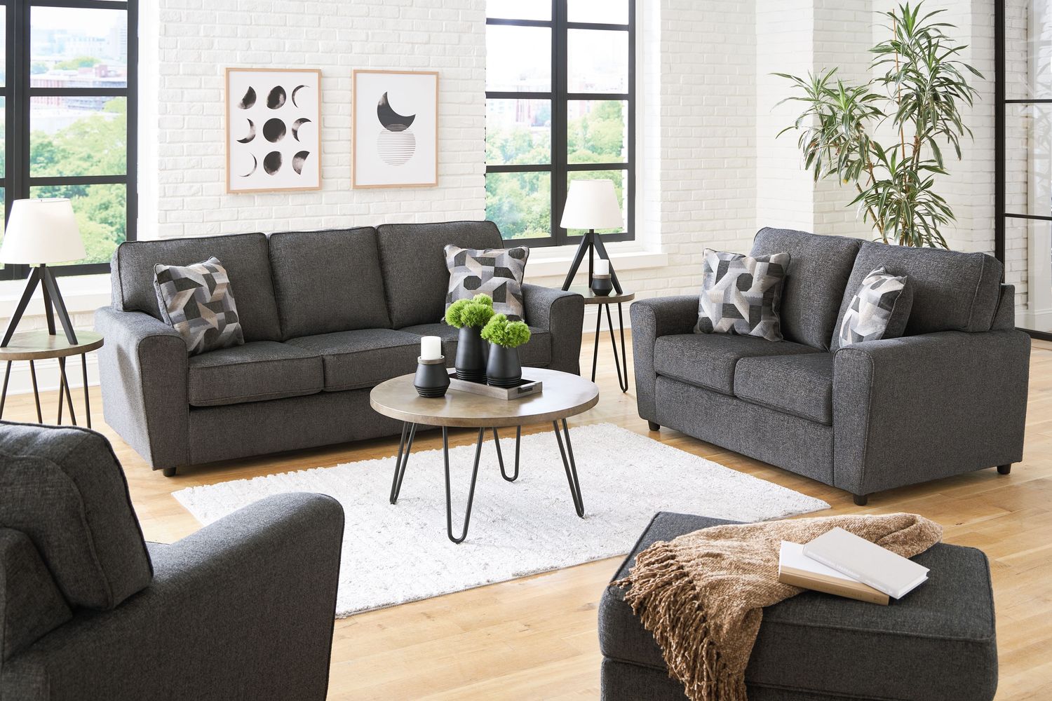 Cascilla - Slate - 4 Pc. - Sofa, Loveseat, Chair, Ottoman
