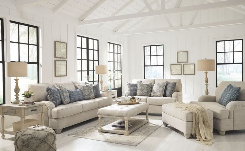 Traemore - Linen - 4 Pc. - Sofa, Loveseat, Chair And A Half, Ottoman