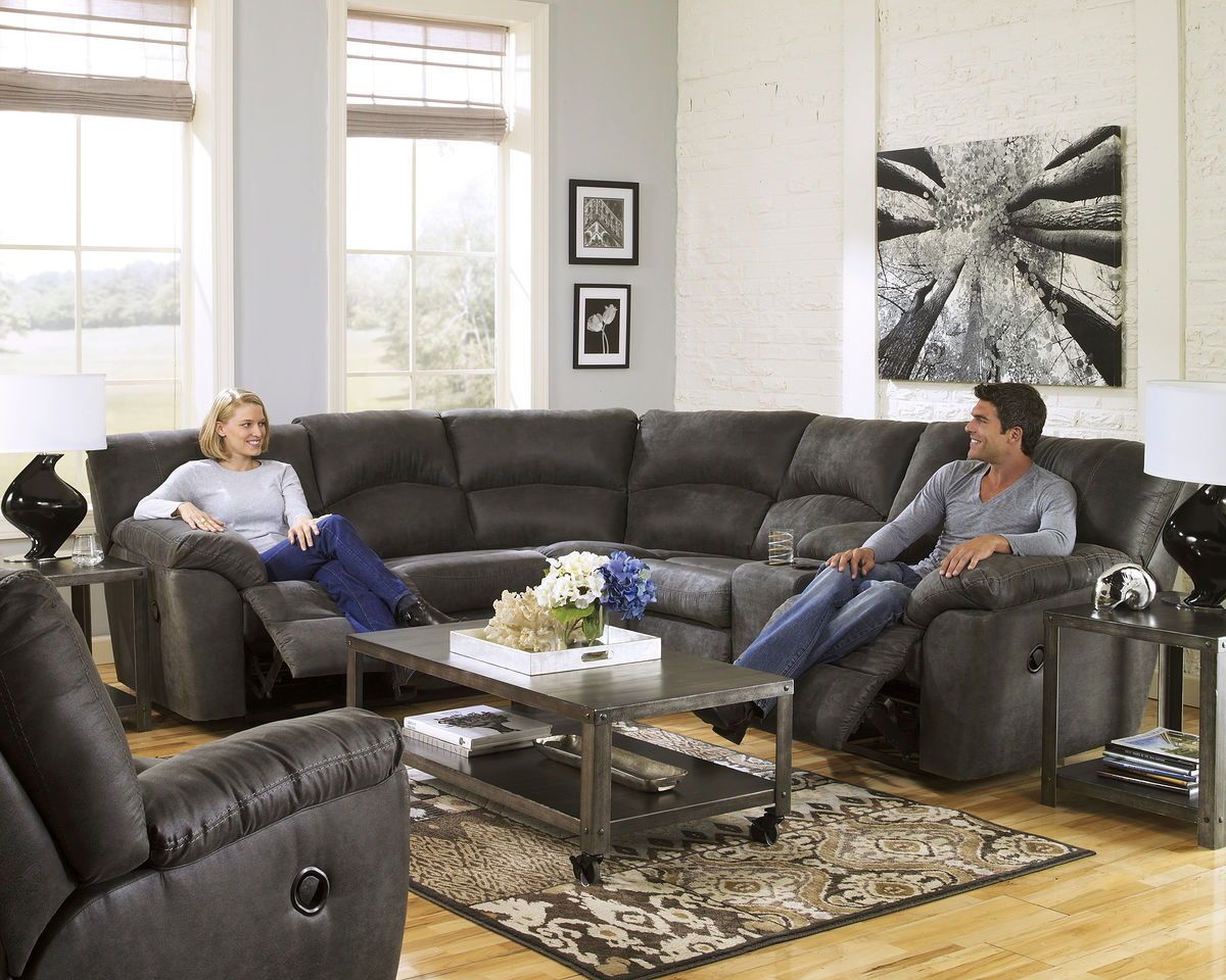 Tambo - Pewter - 3 Pc. - Right Arm Facing Loveseat With Console 2 Pc Sectional, Rocker Recliner