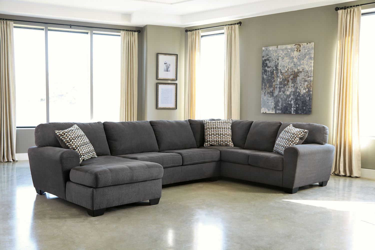 Ambee - Slate - Left Arm Facing Corner Chaise 3 Pc Sectional