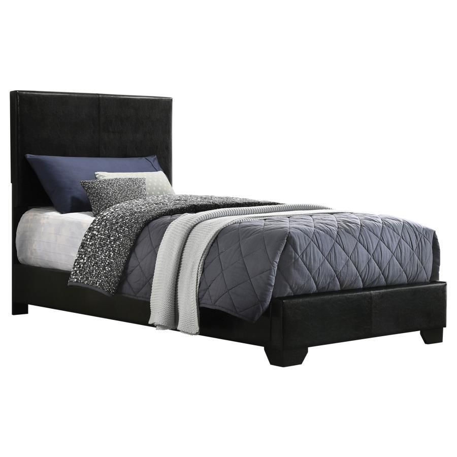 Conner - Twin Upholstered Panel Bed - Black