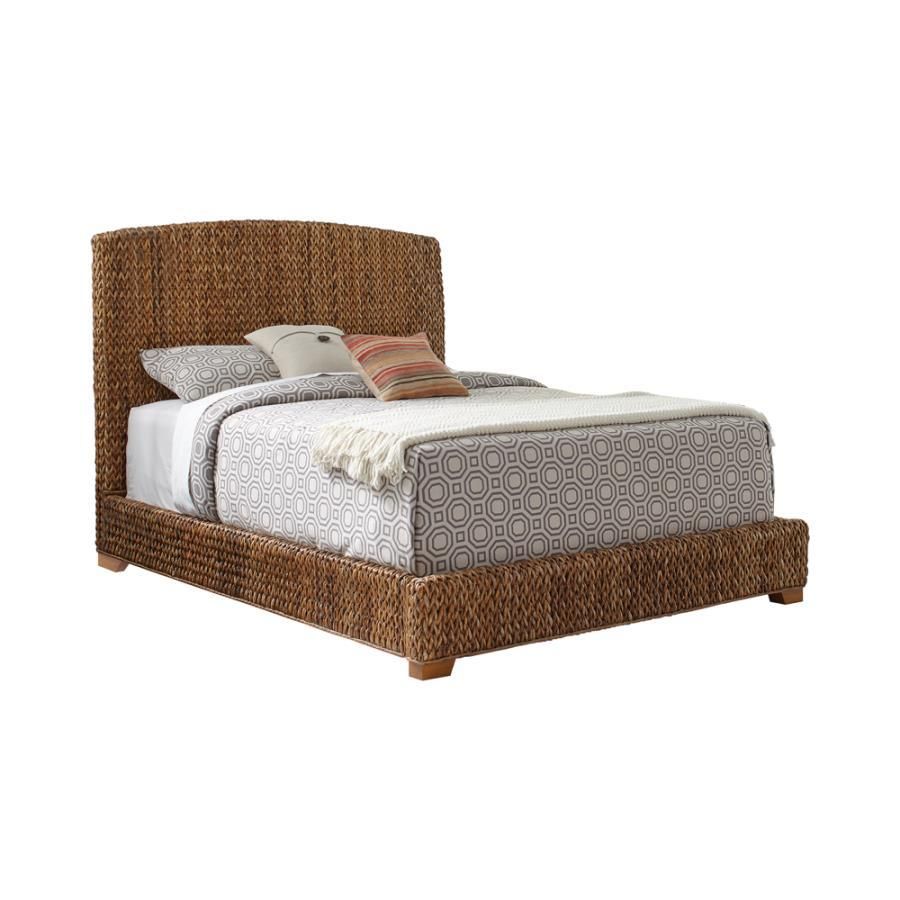 Laughton - Hand-Woven Banana Leaf California King Bed - Amber