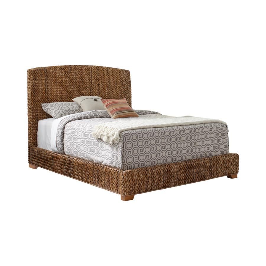 Laughton - Hand-Woven Banana Leaf Queen Bed - Amber