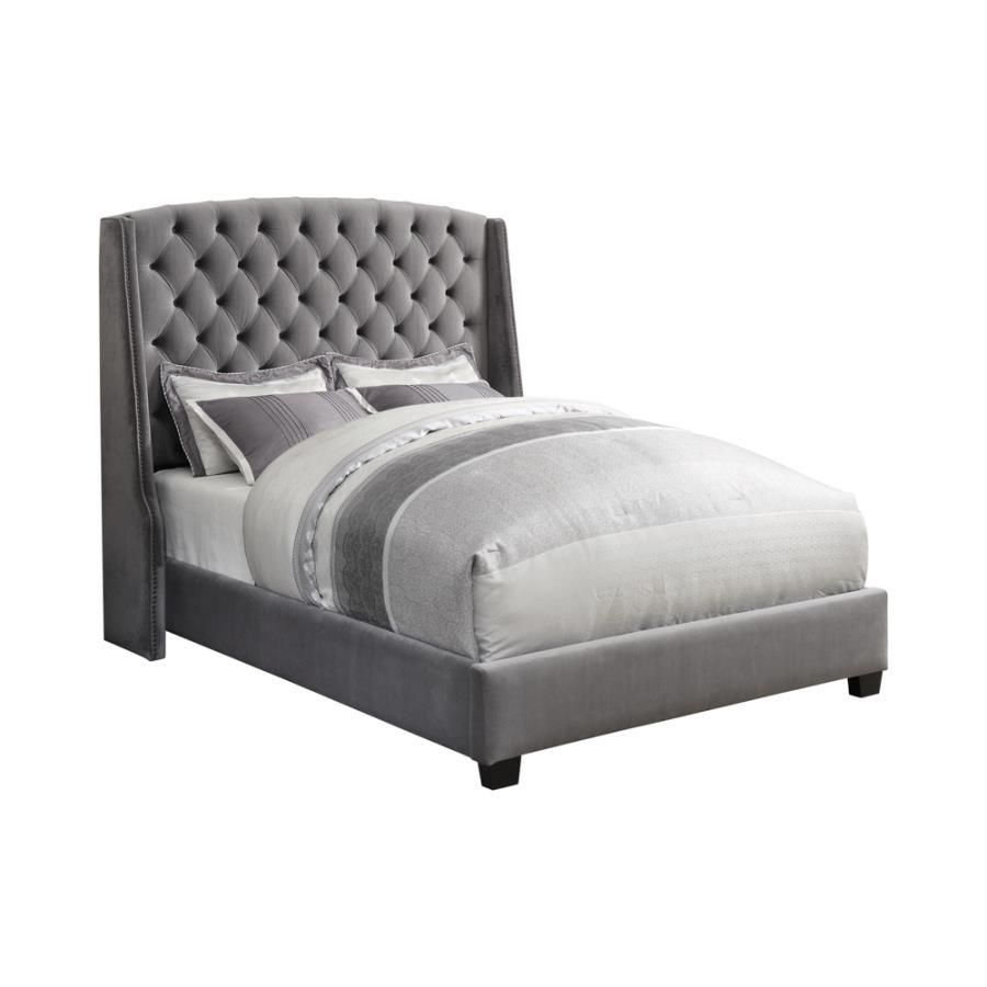 Pissarro - Eastern King Tufted Upholstered Bed - Gray