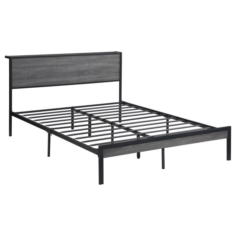 Ricky - Full Platform Bed - Gray And Black