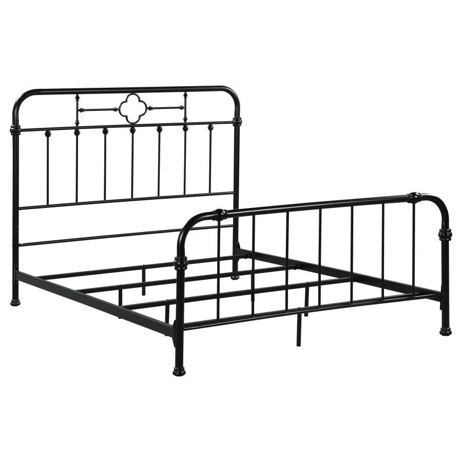 Packlan - Eastern King Metal Panel Bed - Matte Black