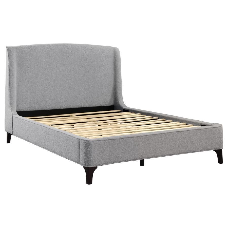Mosby - Upholstered Curved Headboard Eastern King Platform Bed - Light Gray