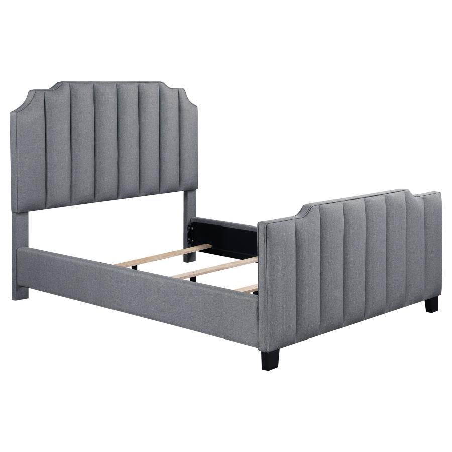 Fiona - Full Upholstered Panel Bed - Light Gray