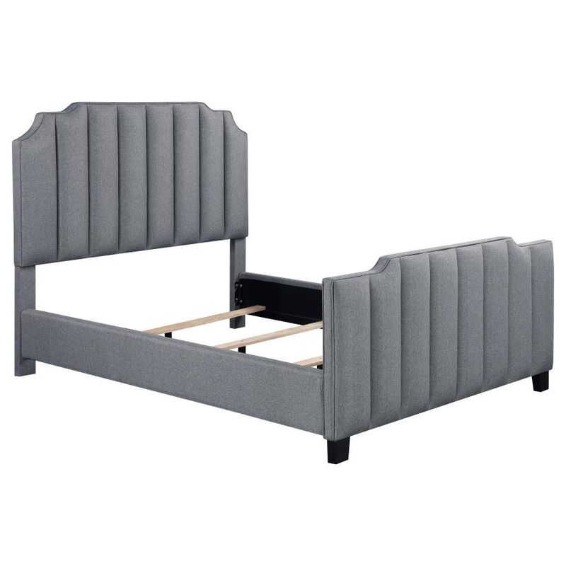Fiona - Full Upholstered Panel Bed - Light Gray