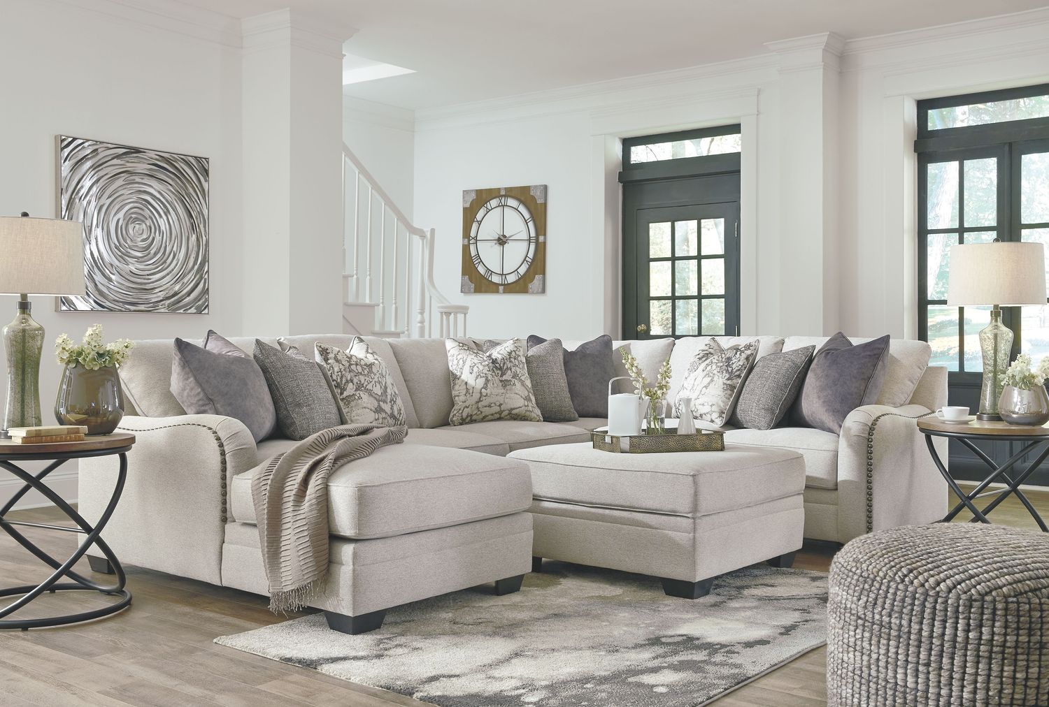 Dellara - Chalk - 5 Pc. - Left Arm Facing Corner Chaise 4 Pc Sectional, Ottoman