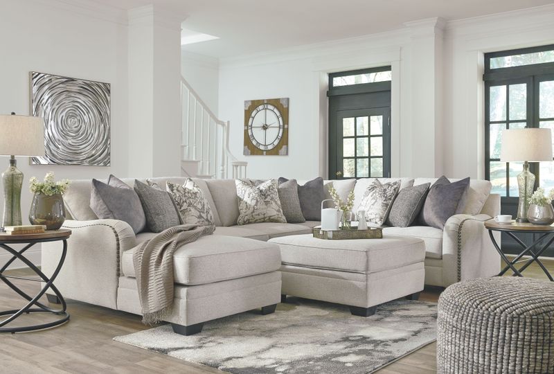 Dellara - Chalk - 5 Pc. - Left Arm Facing Corner Chaise 4 Pc Sectional, Ottoman