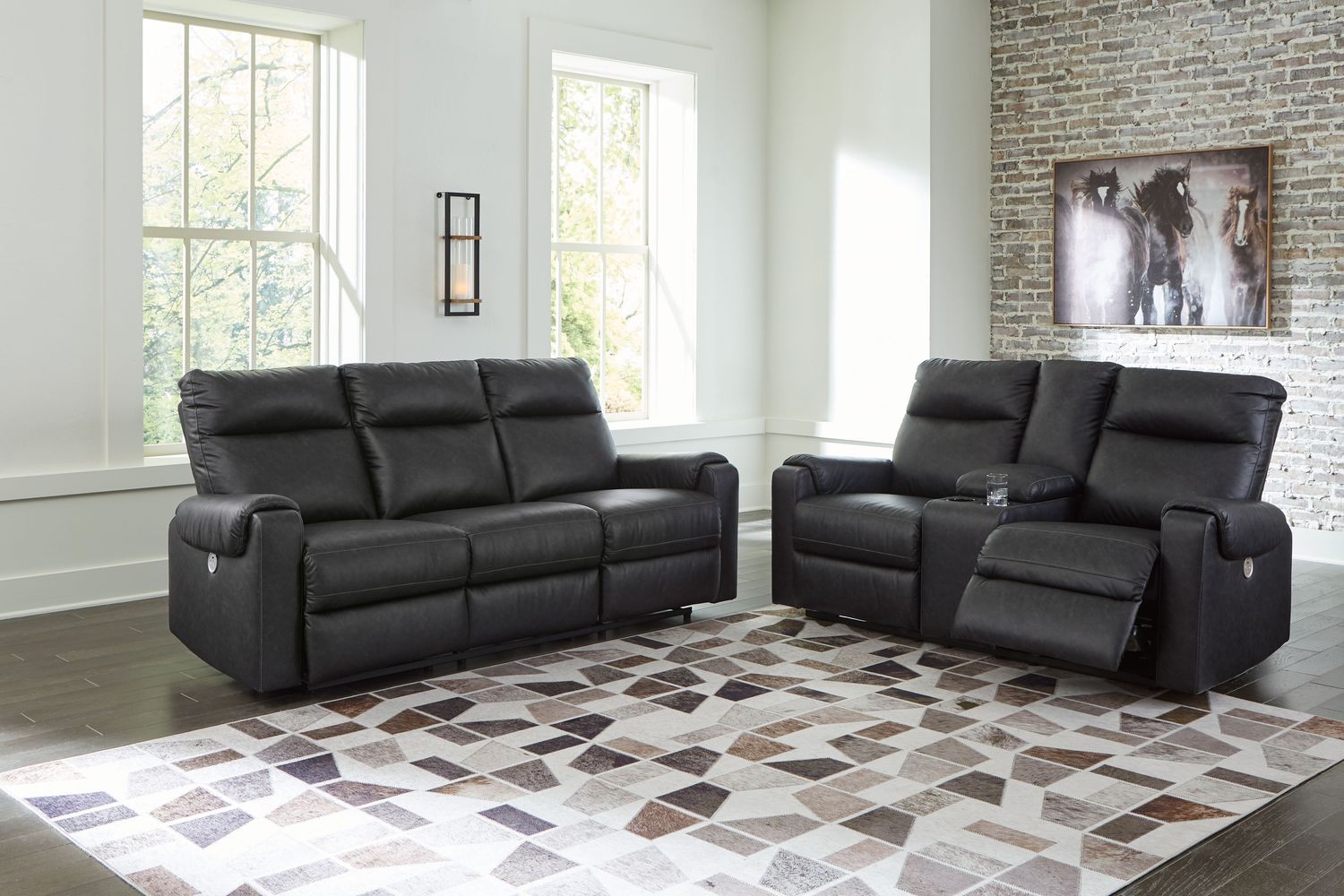 Axtellton - Carbon - 2 Pc. - Power Reclining Sofa, Power Reclining Loveseat