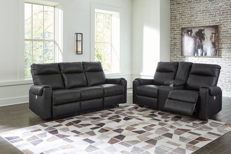 Axtellton - Carbon - 2 Pc. - Power Reclining Sofa, Power Reclining Loveseat