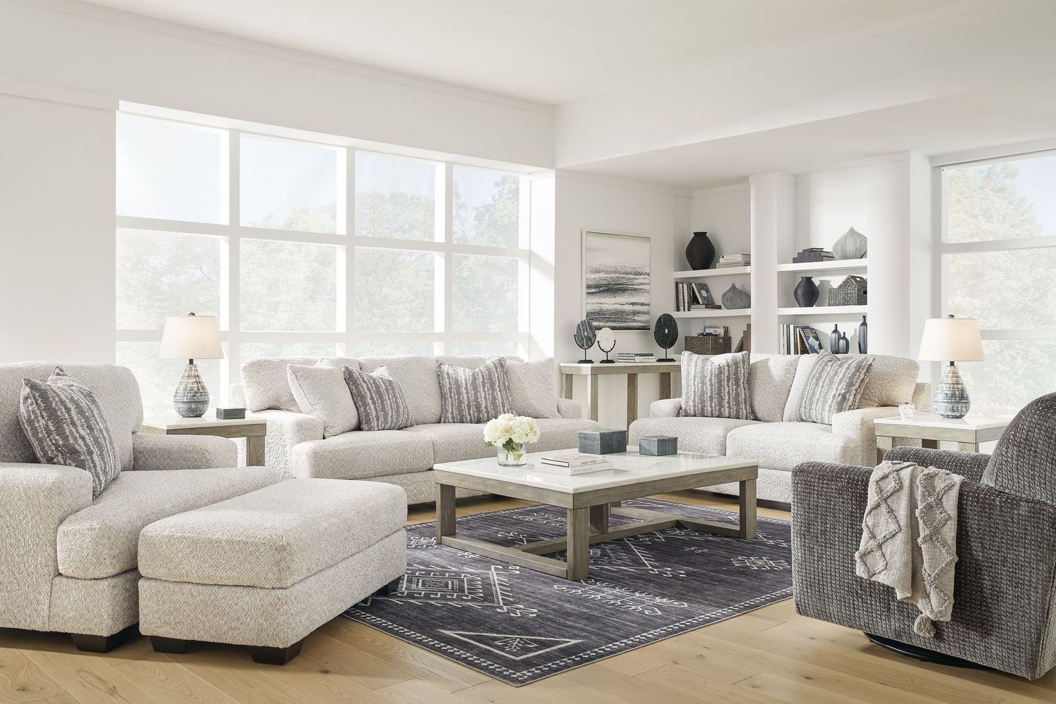 Brebryan - Flannel - 4 Pc. - Sofa, Loveseat, Chair And A Half, Ottoman