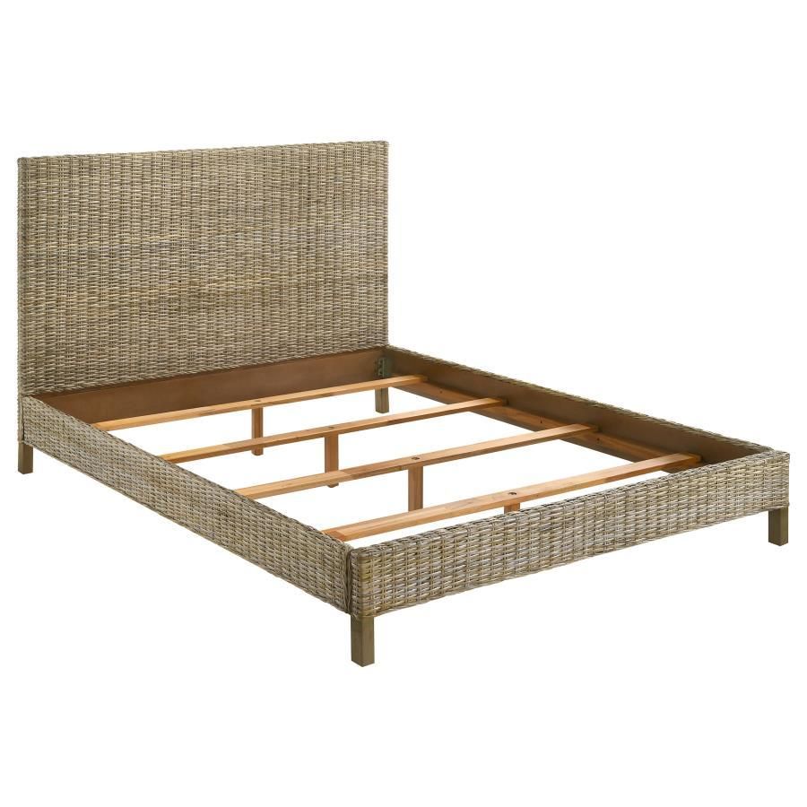 Zyla - Woven Rattan Queen Panel Headboard Kubu - Grey