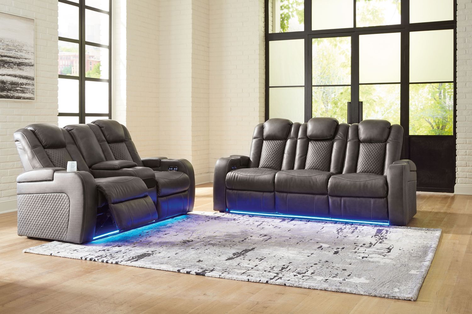 Fyne-dyme - Shadow - 2 Pc. - Power Reclining Sofa, Power Reclining Loveseat