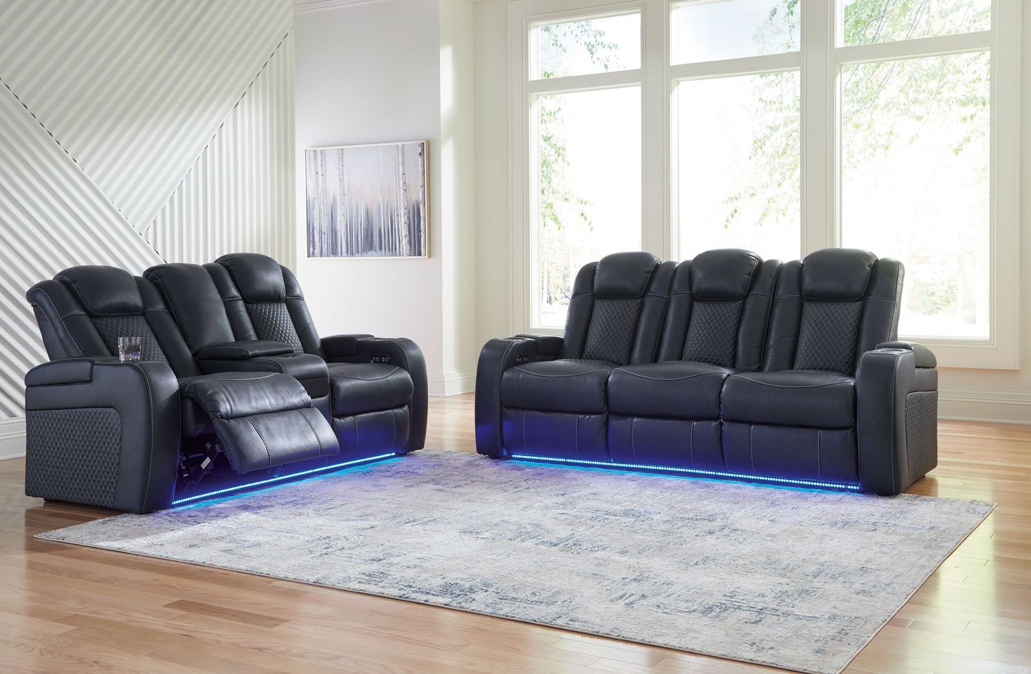 Fyne-dyme - Sapphire - 2 Pc. - Power Reclining Sofa, Power Reclining Loveseat