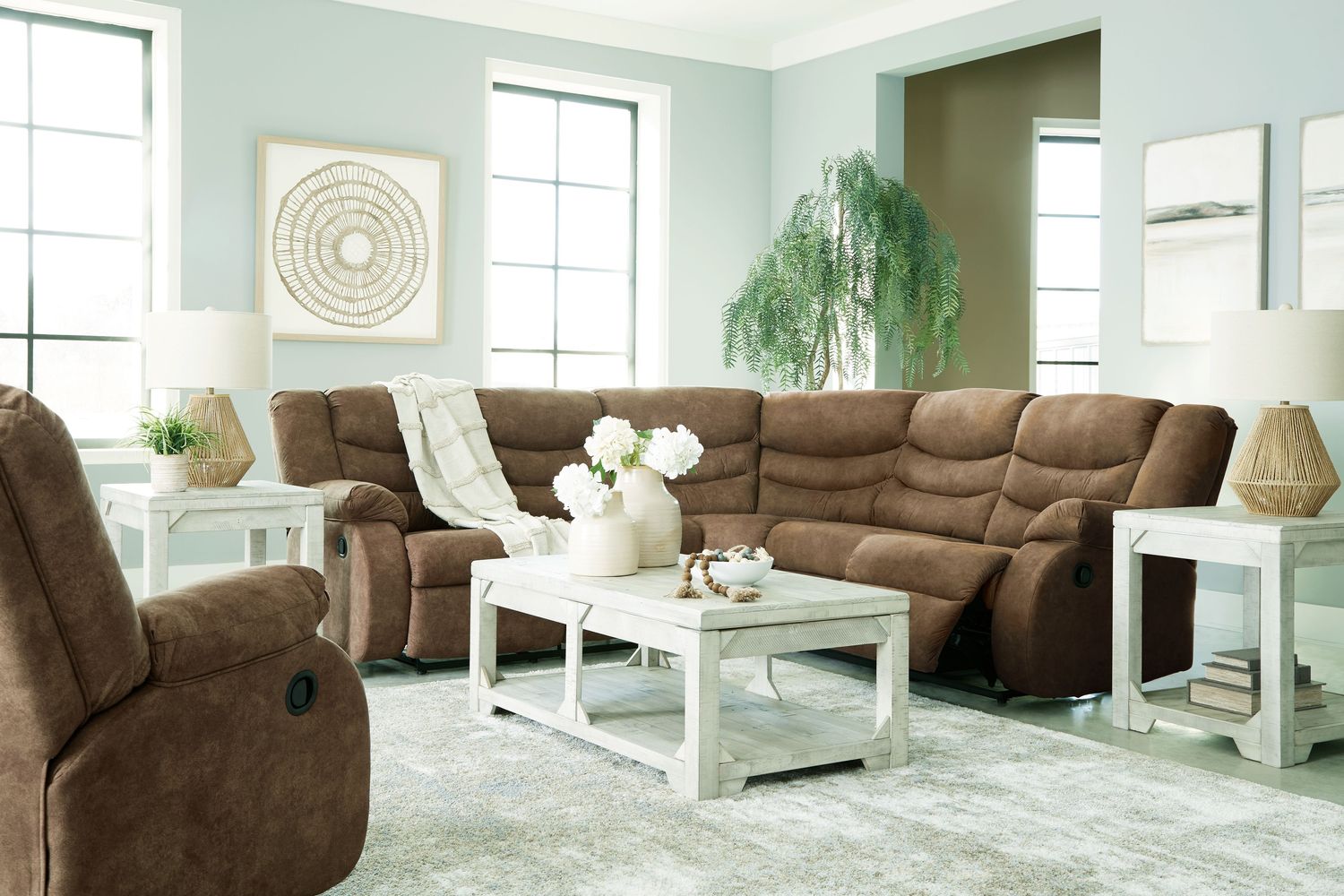 Partymate - Brindle - 3 Pc. - 2-Piece Rec Sectional, Rocker Recliner