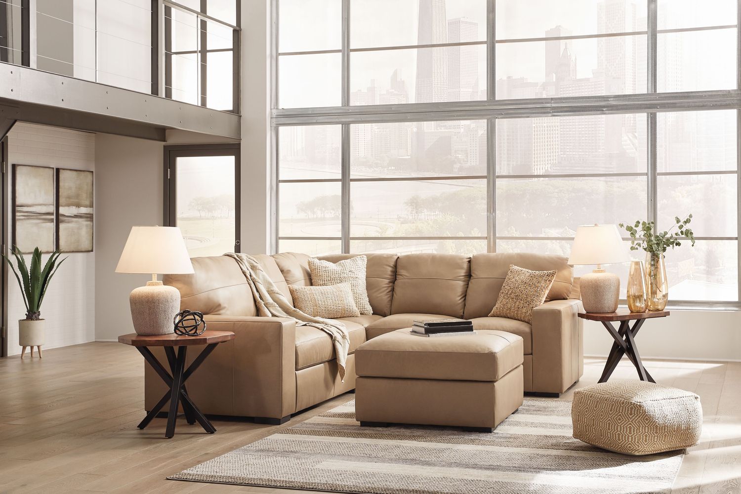 Bandon - Toffee - 3 Pc. - 2-Piece Sectional With Laf Loveseat, Ottoman