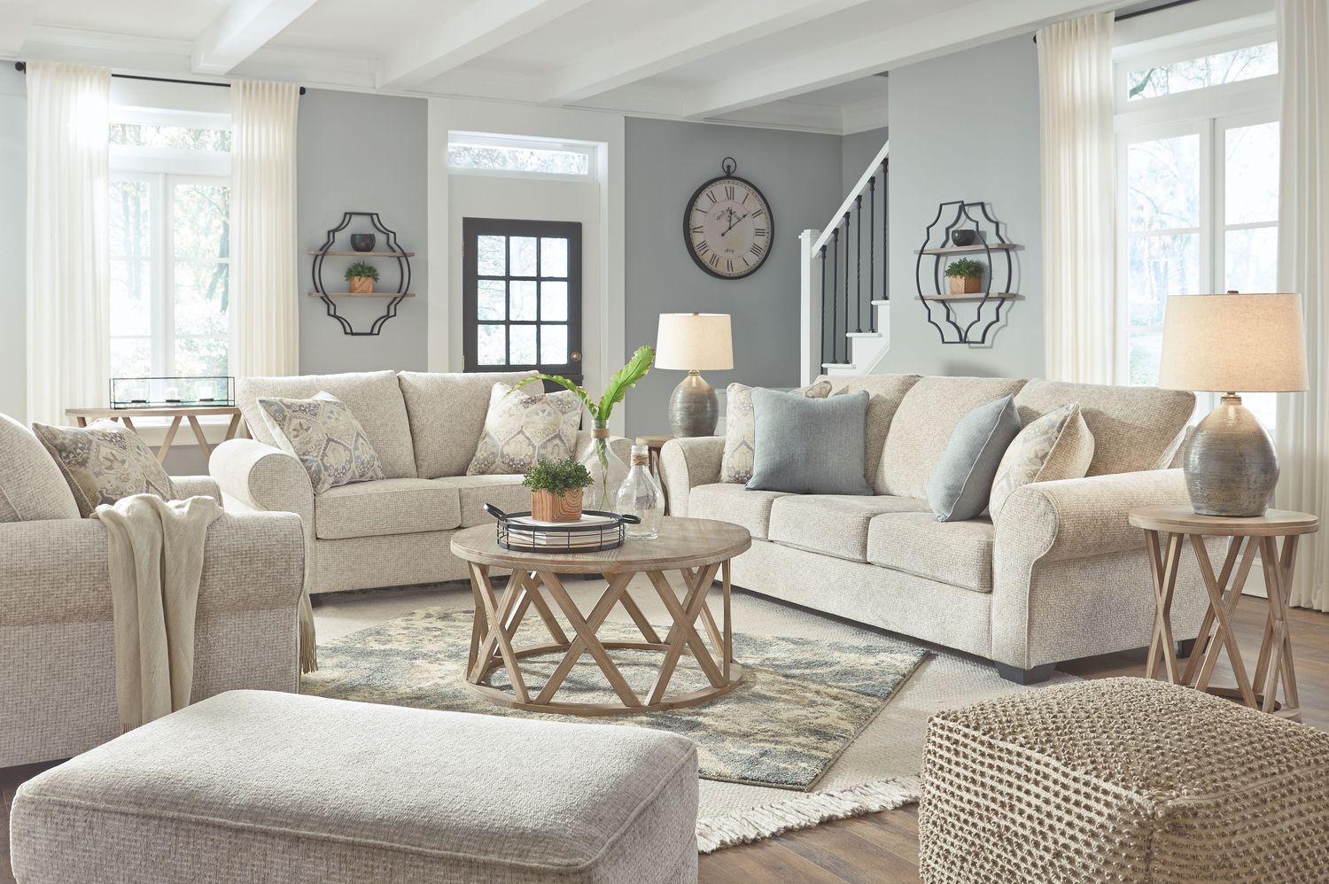 Haisley - Ivory - 4 Pc. - Sofa, Loveseat, Chair And A Half, Ottoman
