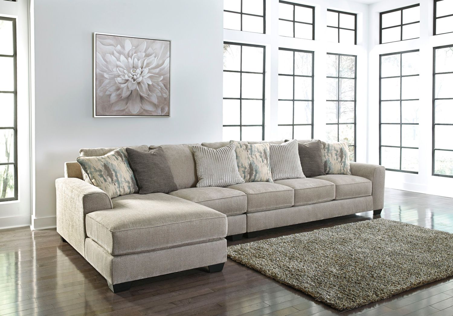 Ardsley - Pewter - Left Arm Facing Corner Chaise With Sofa 3 Pc Sectional