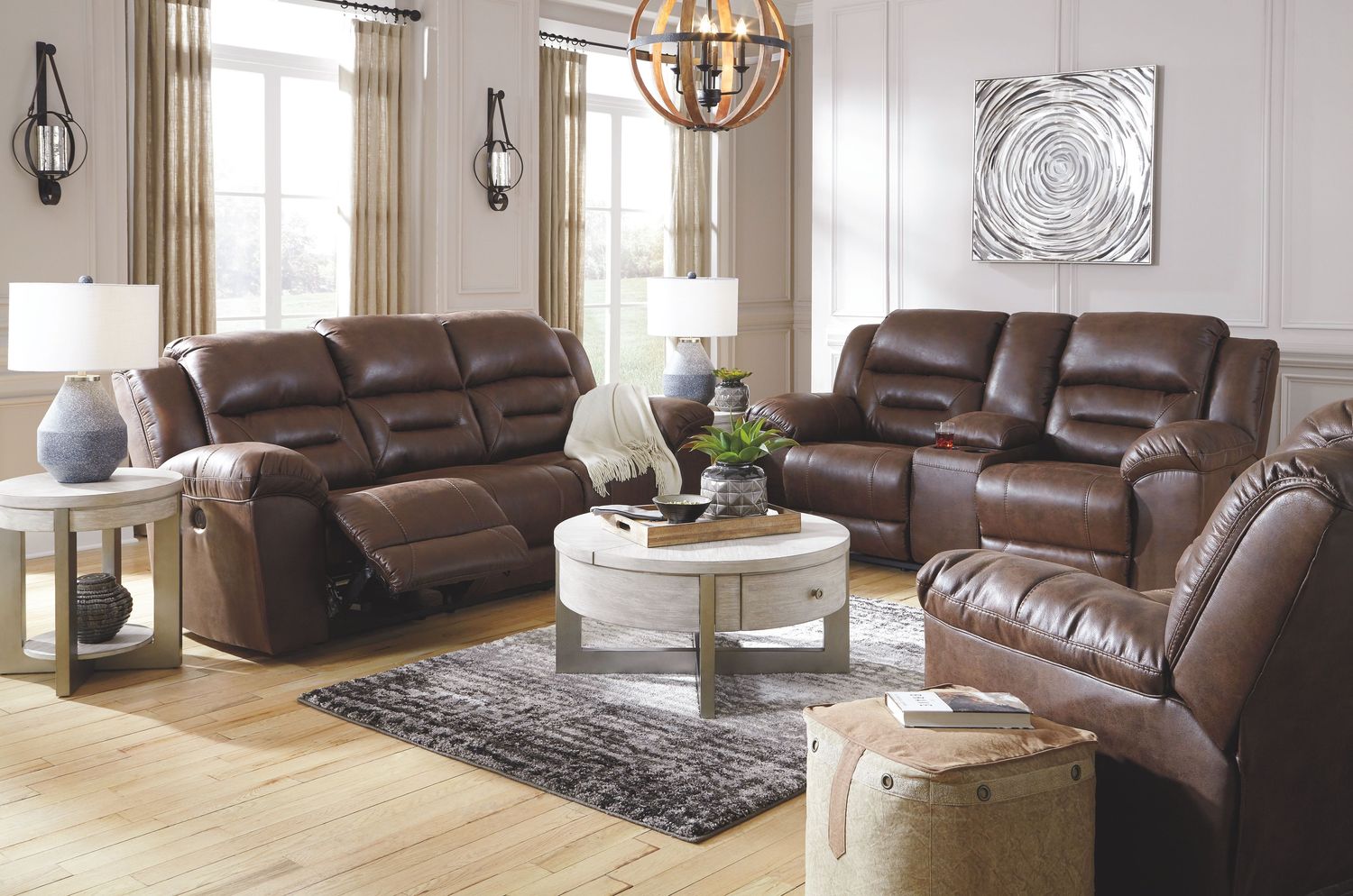 Stoneland - Chocolate - 3 Pc. - Power Sofa, Loveseat, Rocker Recliner