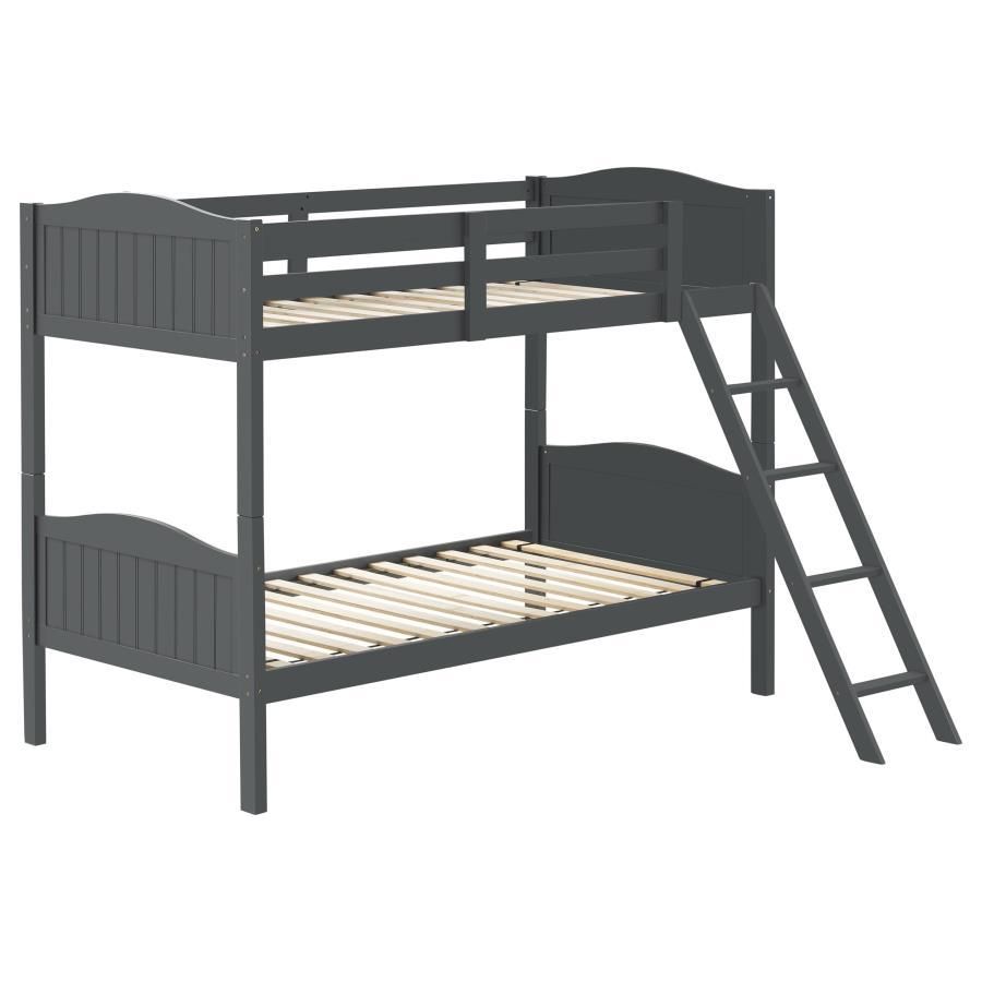 Arlo - Twin Over Twin Bunk Bed With Ladder - Gray