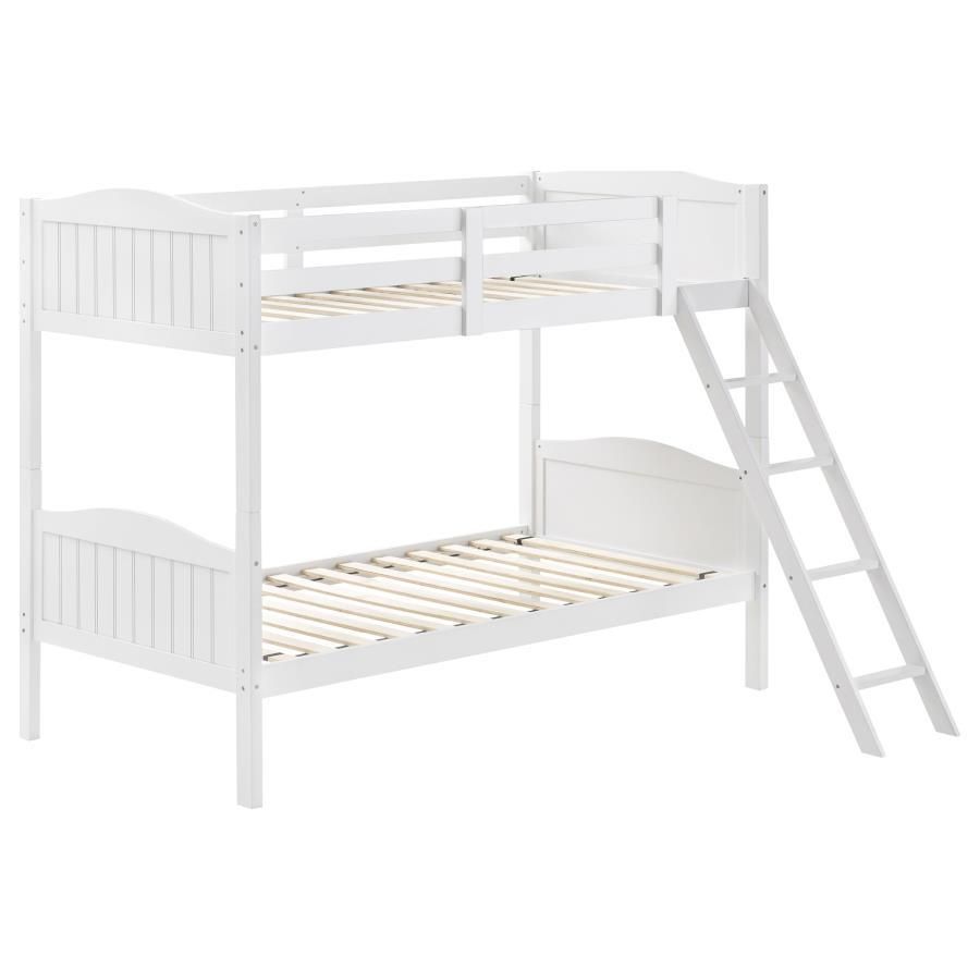 Arlo - Twin Over Twin Bunk Bed With Ladder - White