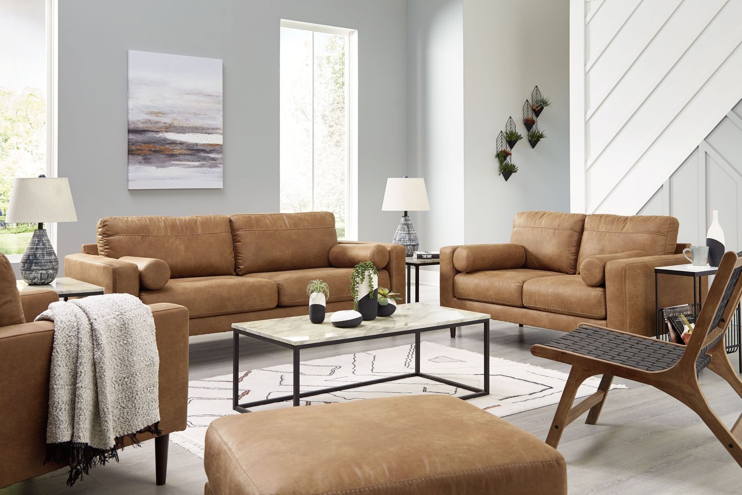 Telora - Caramel - 4 Pc. - Sofa, Loveseat, Chair, Ottoman