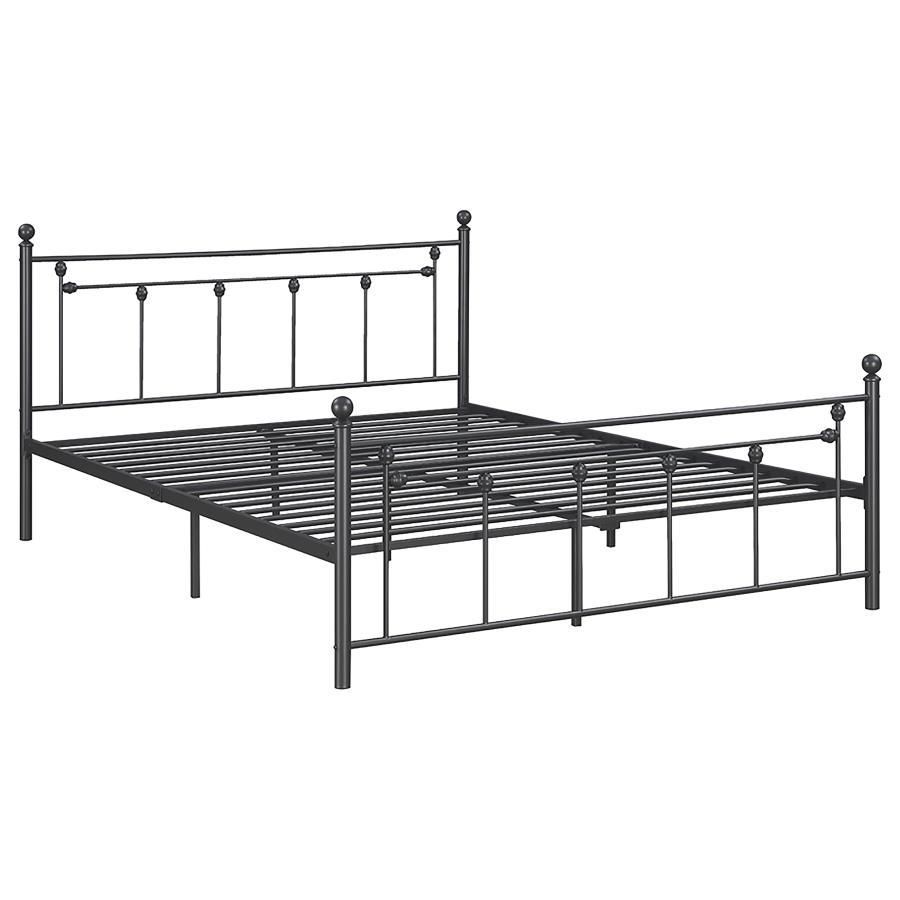 Canon - Full Metal Slatted Headboard Platform Bed - Gunmetal