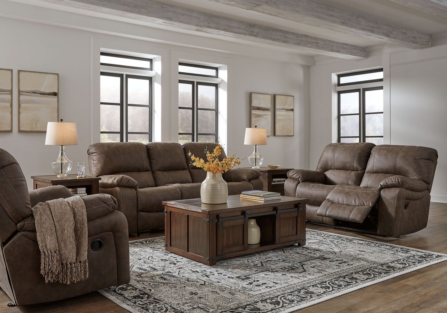 Kilmartin - Chocolate - 3 Pc. - Reclining Sofa, Reclining Loveseat, Rocker Recliner