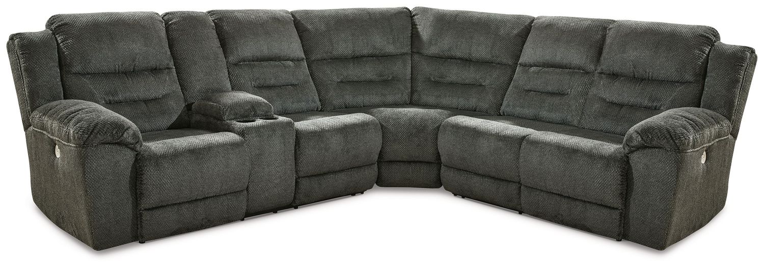 Nettington - Smoke - 3-Piece Power Reclining Sectional With Laf Pwr Rec Loveseat W/Console