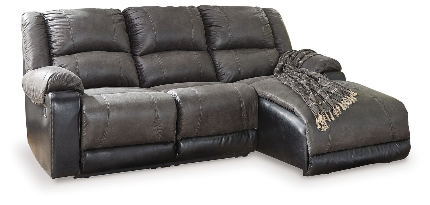 Nantahala - Slate - 3-Piece Reclining Sectional With Raf Corner Chaise