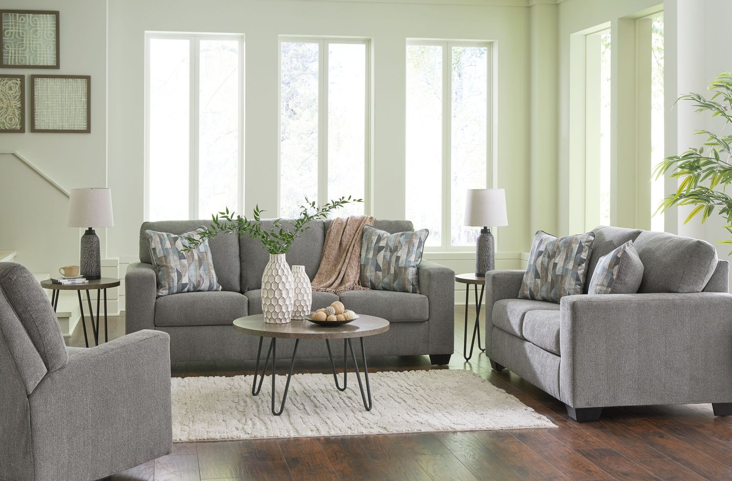 Deltona - Graphite - 3 Pc. - Sofa, Loveseat, Rocker Recliner