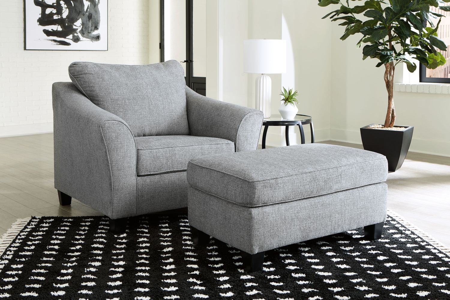 Mathonia - Smoke - 2 Pc. - Chair And A Half, Ottoman