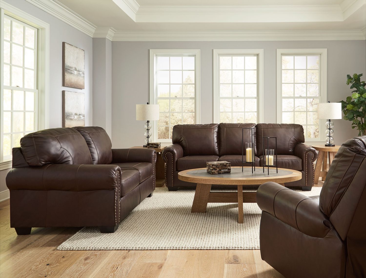 Colleton - Dark Brown - 3 Pc. - Sofa, Loveseat, Rocker Recliner