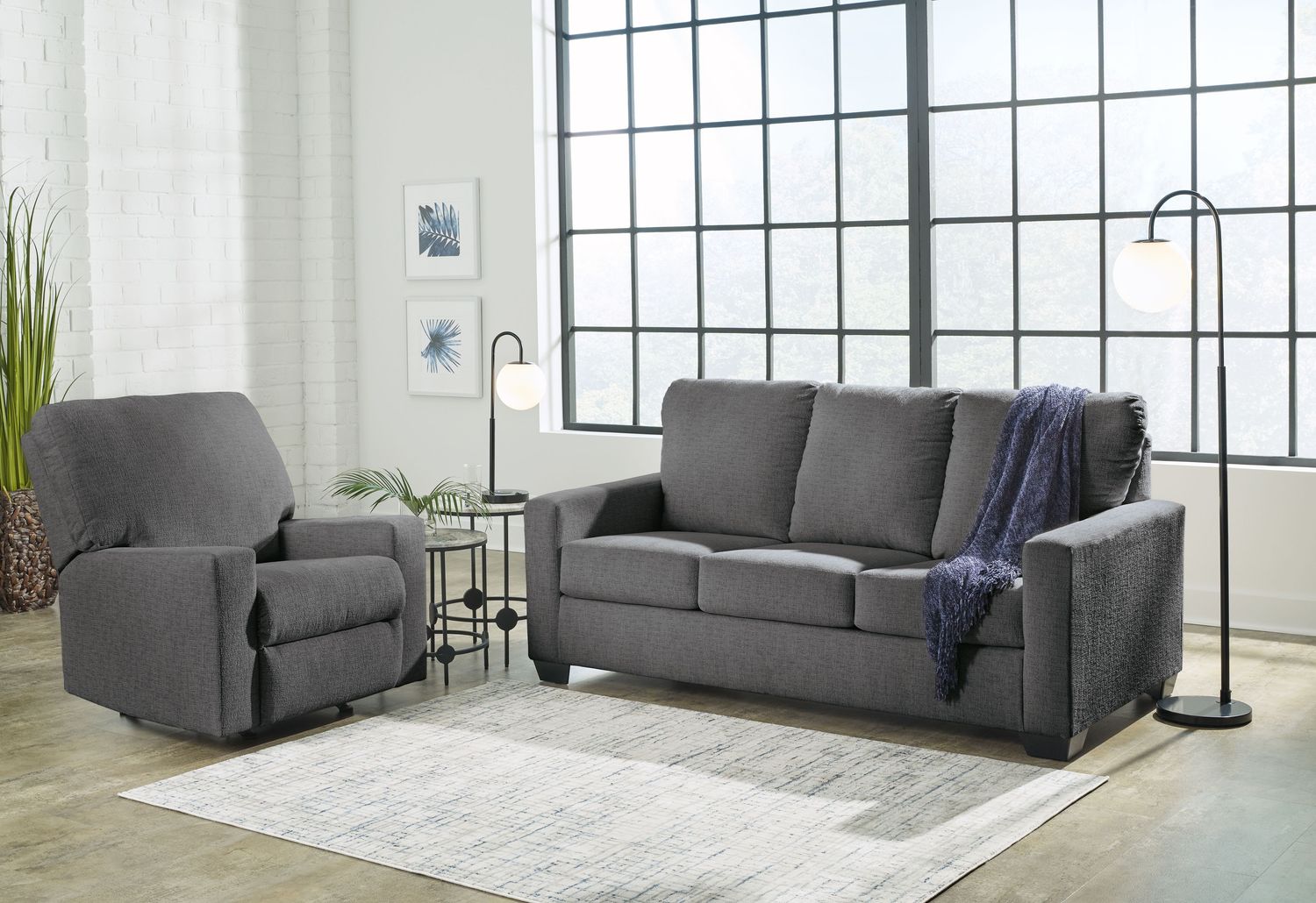 Rannis - Pewter - 2 Pc. - Full Sofa Sleeper, Rocker Recliner