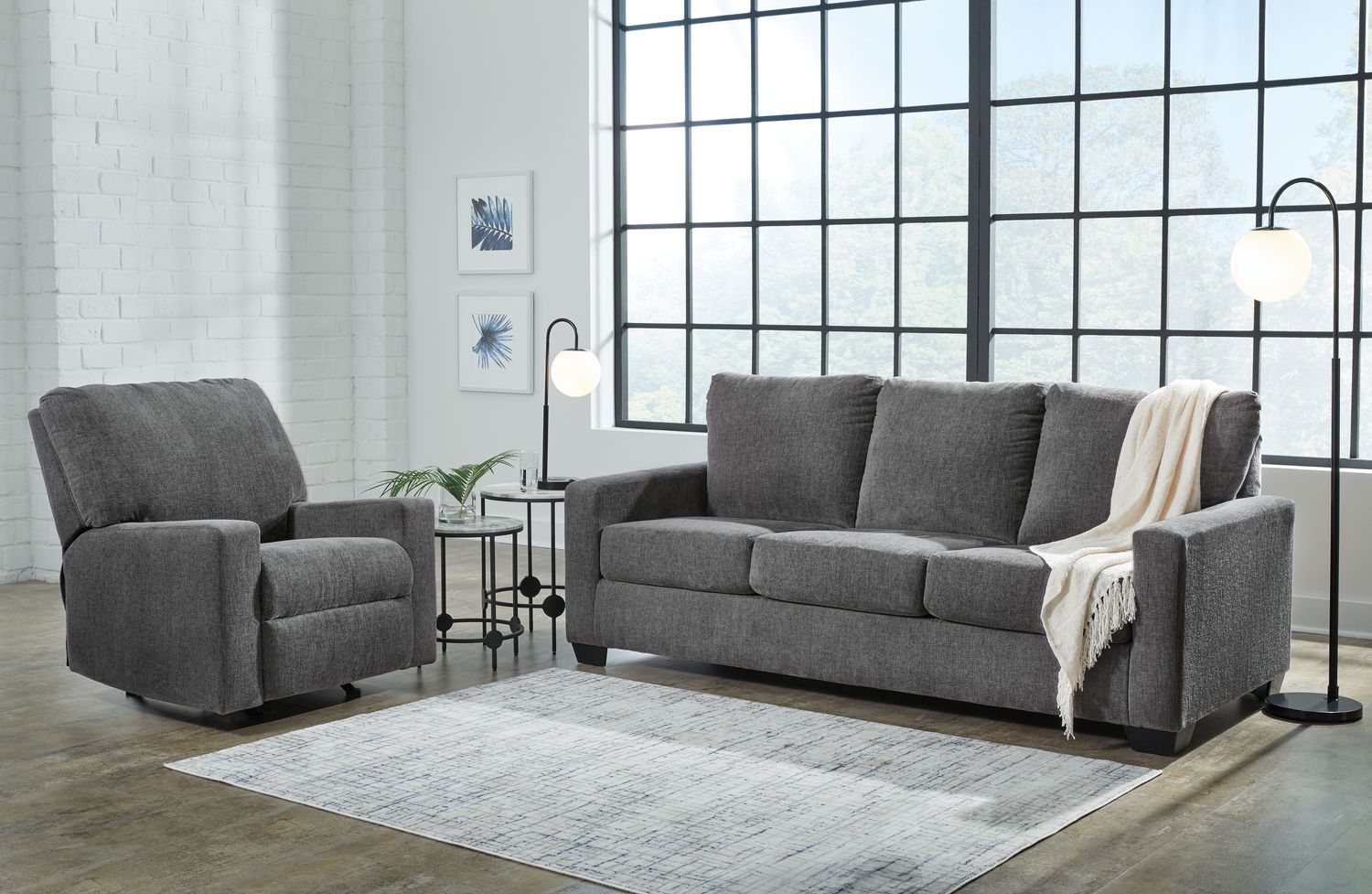 Rannis - Pewter - 2 Pc. - Queen Sofa Sleeper, Rocker Recliner
