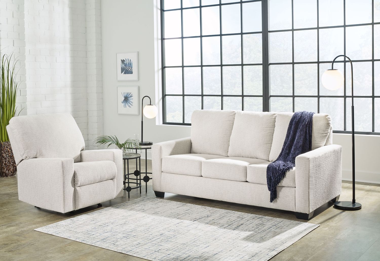 Rannis - Snow - 2 Pc. - Full Sofa Sleeper, Rocker Recliner