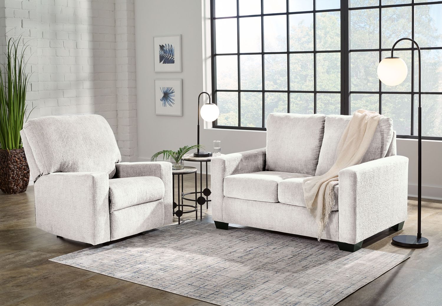 Rannis - Snow - 2 Pc. - Twin Sofa Sleeper, Rocker Recliner