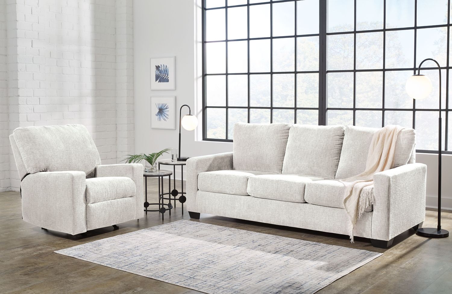 Rannis - Snow - 2 Pc. - Queen Sofa Sleeper, Rocker Recliner