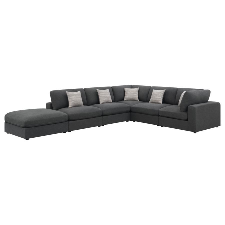 Serene - 6 Piece Upholstered Modular Sectional - Charcoal