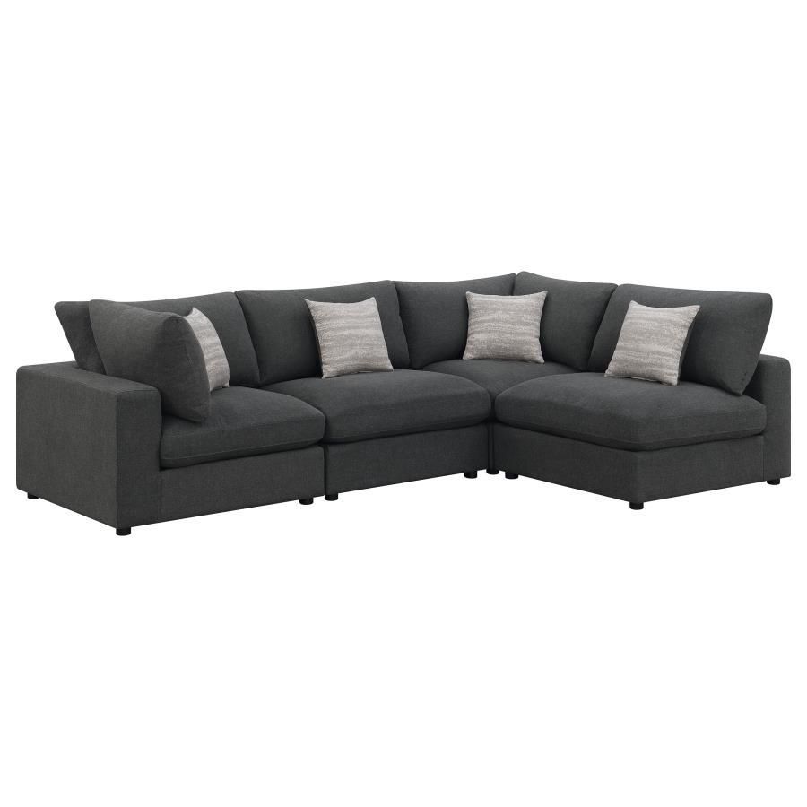 Serene - 4 Piece Upholstered Modular Sectional - Charcoal