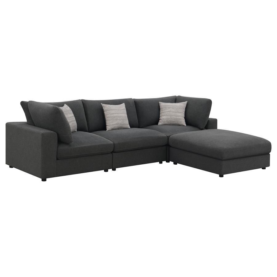 Serene - 4 Piece Upholstered Modular Sectional - Charcoal - Fabric