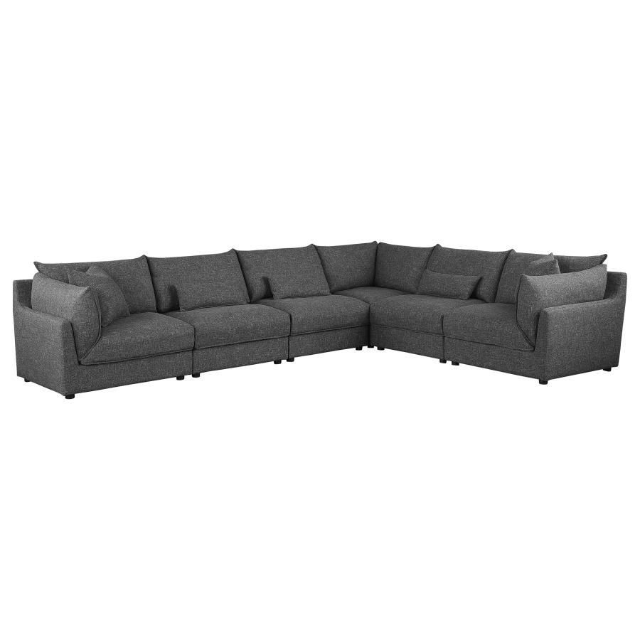 Sasha - 6 Piece Sectional - Barely Black