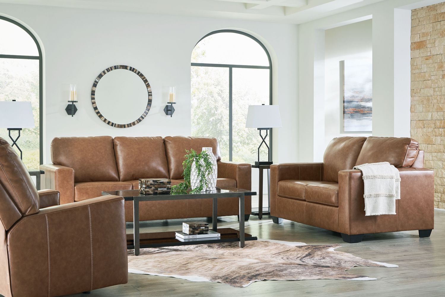 Bolsena - Caramel - 3 Pc. - Sofa, Loveseat, Rocker Recliner