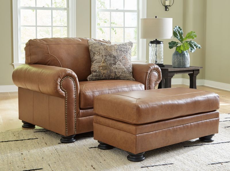 Carianna - Caramel - 2 Pc. - Chair And A Half, Ottoman